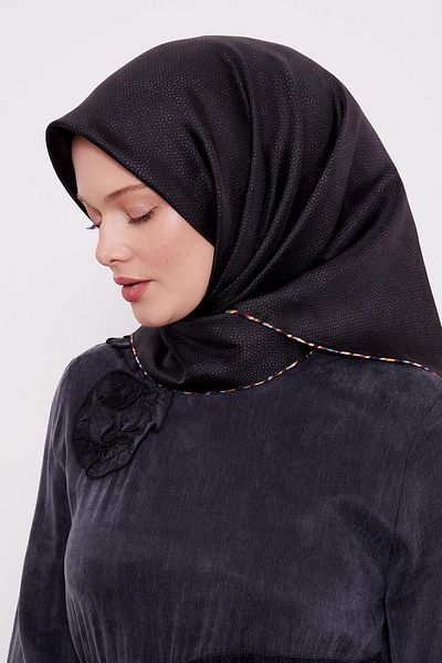Levidor Μεταξωτό μαντίλι Twill με στίγματα από ανθρακί