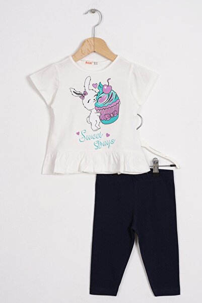 zepkids Велосипедний комір, короткий рукав, принт Sweet Days, екрю колір, ком...