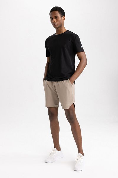 DeFacto Fit Standard Fit Sportsman Crew λαιμόκοψη με εμπριμέ κοντό μανίκι 100% βαμβακερό μπλουζάκι A5825ax23sm