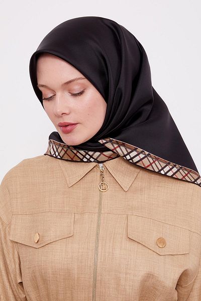 Levidor Μαύρο καρό Edge Twill μεταξωτό μαντίλι