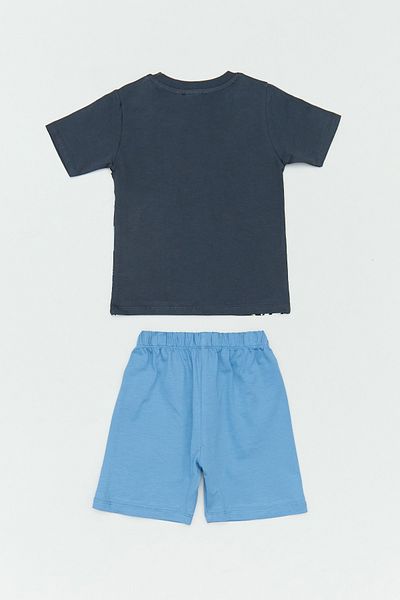 Fulla Moda Lettering and Dinosaur Printed Boy's Shorts Suit