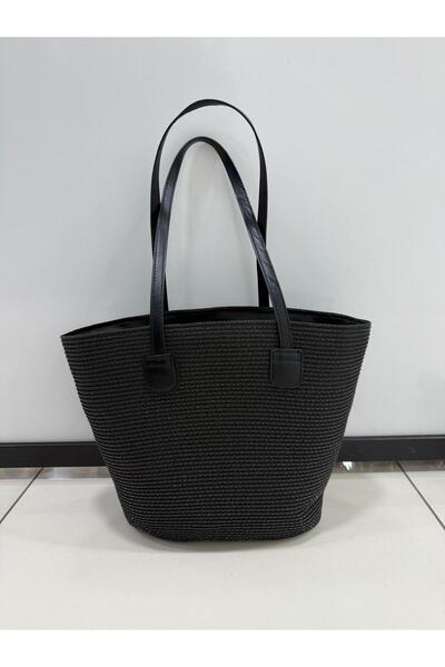 Axesoire NWC-1043 Μαύρη ψάθινη τσάντα
