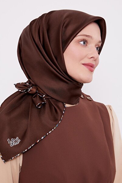 Levidor Acı Kahve Benekli Twill İpek Eşarp