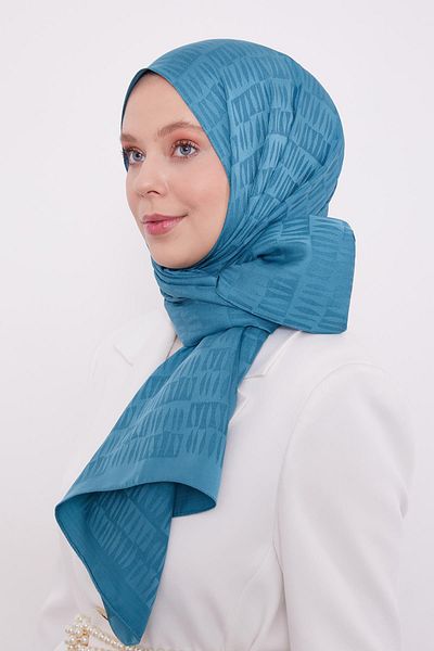 Levidor Şal jacquard albastru cu model de picături albastru petrol