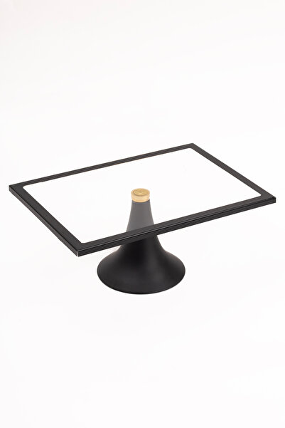 Fiyakalı Ürünler Atölyesi Black Rectangular Cake Stand, Cake and Cookie Presentation Stand, Dowry, Gift, Cake Plate