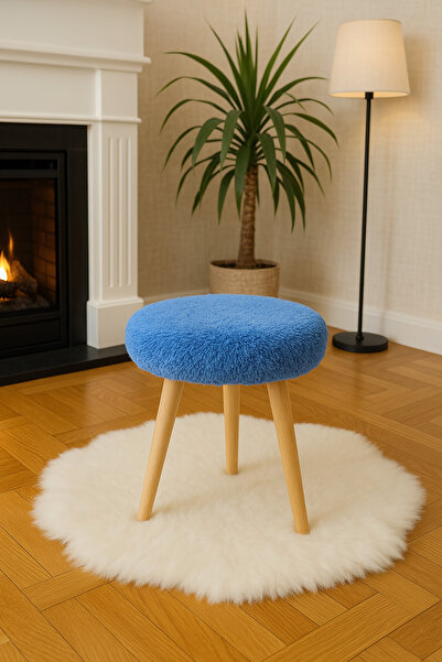 decosense Gürgen Ahşap Retro Ayak Dekoratif Pelüş Puf Tabure Bench Koltuk Sandalye