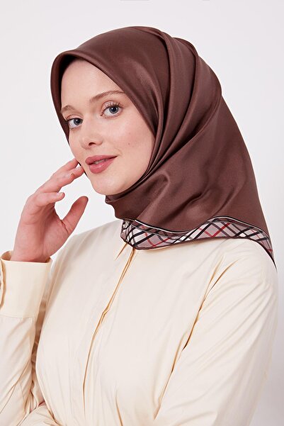 Levidor Μεταξωτό κασκόλ σε καρό καφέ