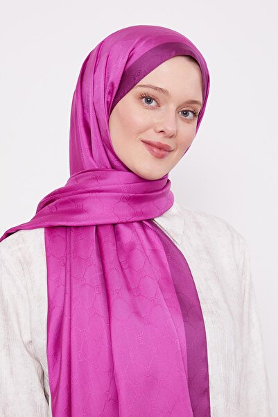 Levidor Fuchsia Honeycomb Pattern Monogram Silk Shawl