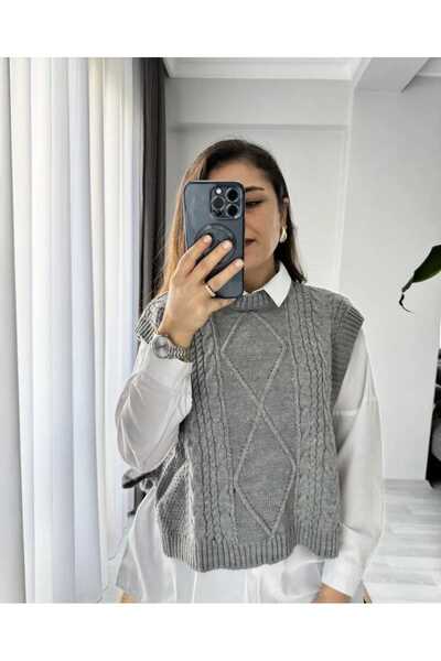 Essewear yandan bağlamalı saç örgü triko süveter