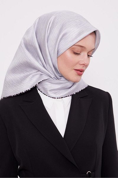 Levidor Eșarfă de mătase din twill cu dungi albe