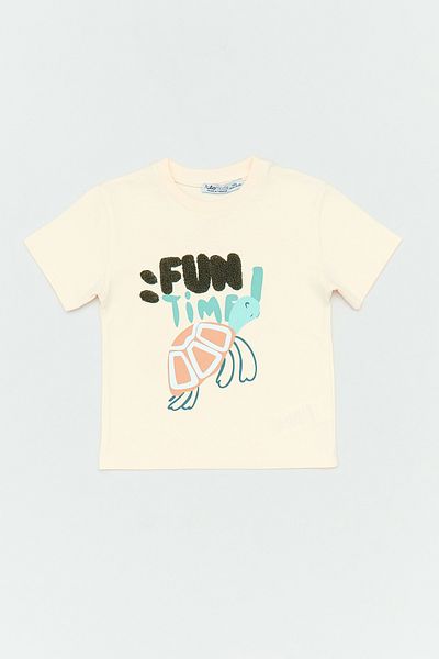 Fulla Moda Fun Embroidered Crew Neck Boy's T-Shirt