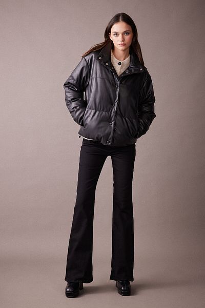 DeFacto Thermal Insulated Oversize Faux Leather Coat - Water Repellent, Windproof A2397Ax23Wn
