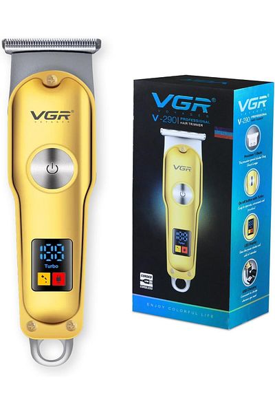 VGR V-290 Professional Hair Clipper with LED Display Gold/Silver