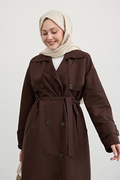 InStyle Καμπαρντίνα με διπλό κάλυμμα και ζώνη Bitter Brown