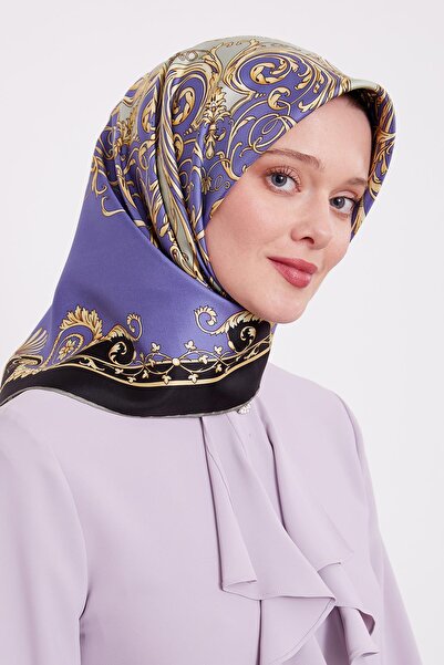 Levidor Μεταξωτό μαντίλι με μοτίβο με φύλλο Indigo