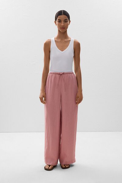 Oysho 100% Linen Straight-leg Trousers