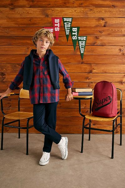 DeFacto Boy's Navy Blue Gabardine School Pants T8850A623Au