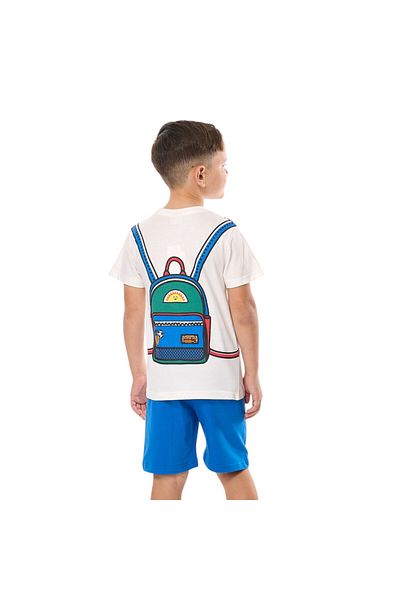 Victor and Jane Junior Boys' 2PC Set – Backpack -Off White and Blue
