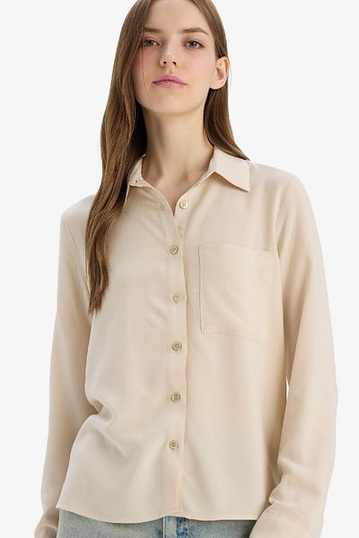DeFacto Regular Fit Basic Plain Viscose Long Sleeve Shirt N2518Az23Au