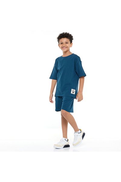 Victor and Jane Boys' Cord Set – Navy T-Shirt and Shorts Outfit