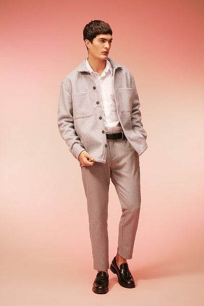 DeFacto Wool Look Relax Fit Polo Collar Shirt Jacket - Long Sleeve, Buttoned Pocket A7891Ax23Au