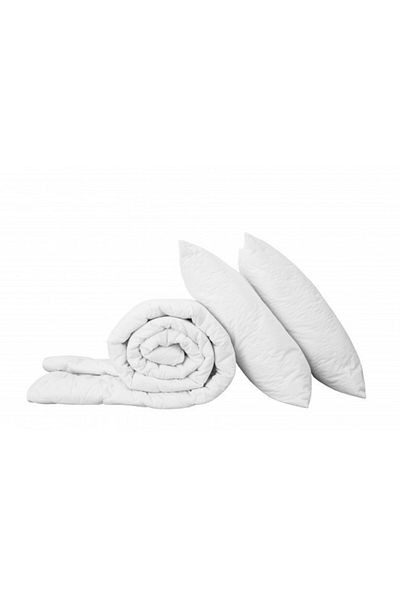 Kotonia Home Set pilotă de iarnă 3 piese pentru 2 persoane 200x220 cm 300g/m2, cu 2 fețe de pernă 50x70, alb