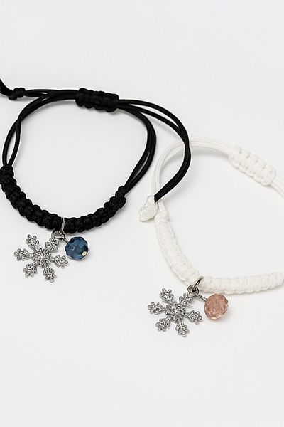 MakeWell Leather String Children's Bracelet with Zircon Stone Heart Clover Moon Star Crescent Clover Snowflake Design