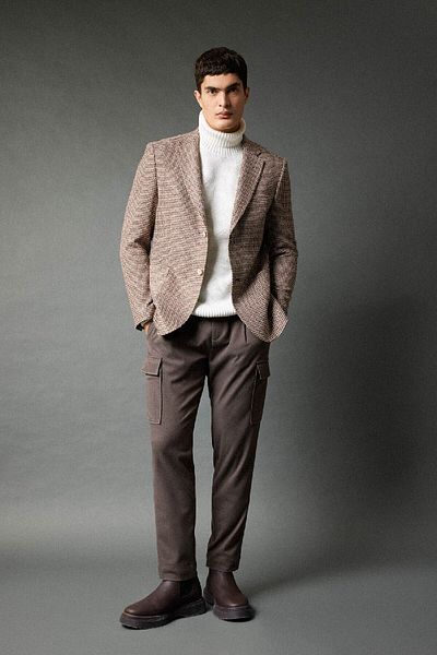 DeFacto Moderner Blazer mit gemustertem Kragen und Knopfleiste - B0070ax23wn