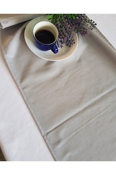 Kotonia Home Set față de masă albă cu față de masă gri simplă, Emma 01, creton, 180x220cm 45x180cm