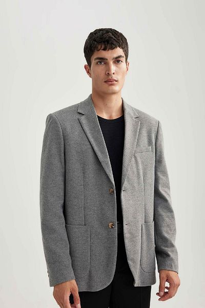 DeFacto Lined Regular Fit Blazer Jacket - Button Pocket B0069Ax23Au