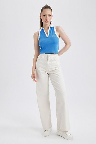 DeFacto Cool Fitted Polo Neck Potištěné žebrované tílko B1252Ax23Hs