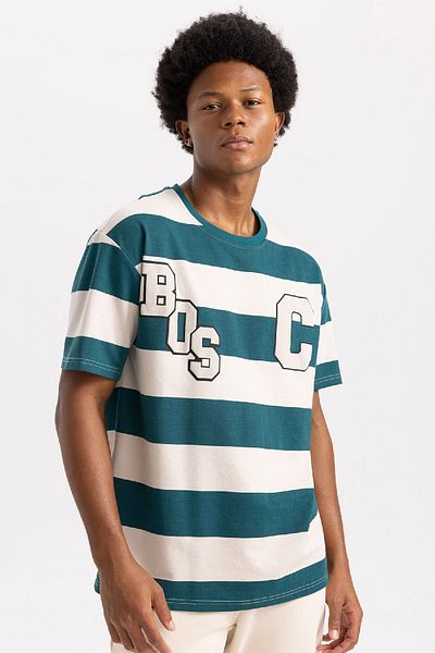 DeFacto Crew Neck Printed Short Sleeve T-Shirt - Fit Standard, A9683Ax23Wn