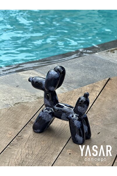 YASAR CONCEPT Balloon Dog, Balon Köpek Heykeli Marble Siyah