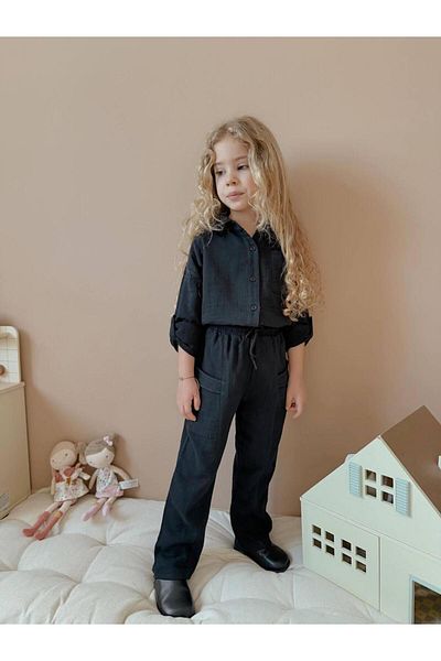 YİGİT BUTİK Yigit Butik Muslin Fabric Girl's Bottom and Top Set