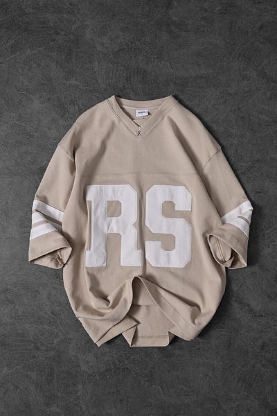 Slatra Ανδρικό μπλουζάκι RS Jersey με κέντημα με λαιμόκοψη σε μπεζ χρώμα