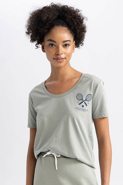 DeFacto Αθλητικό μπλουζάκι V-Neck Fit - Κοντό μανίκι, Sport printed A7048ax23hs