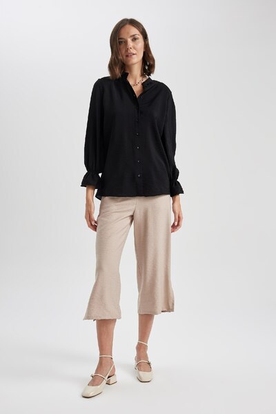 DeFacto Yüksek Bel Geniş Paça Keten Görünümlü Kapri A8126ax23sm