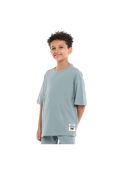 Victor and Jane Boys' Cord Set – Slate Grey T-Shirt and Shorts Outfit
