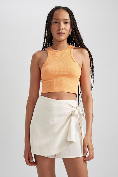 DeFacto Ribbed Camisole Halter Neck Tank Top - U0357Az23Sm