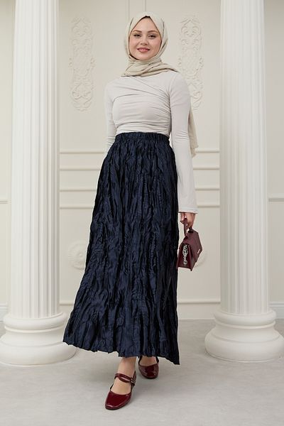 InStyle Fusta din satin bleumarin