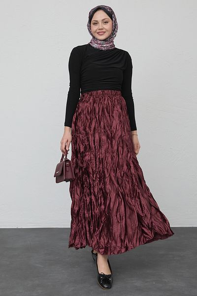 InStyle Fusta din satin roșu Claret