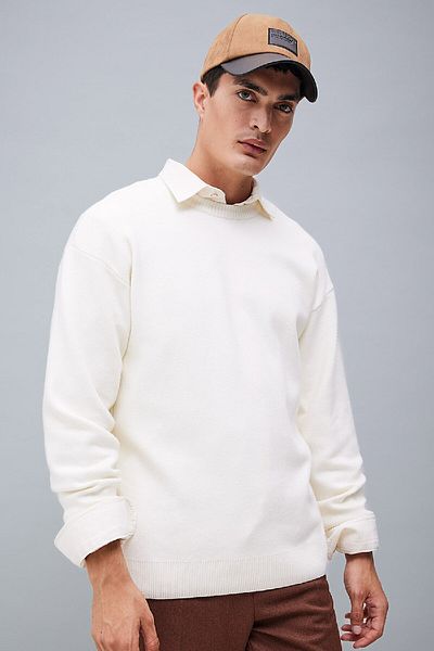 DeFacto Relax Fit Crew Neck Basic Plain Knitwear Svetr A8449Ax23Wn