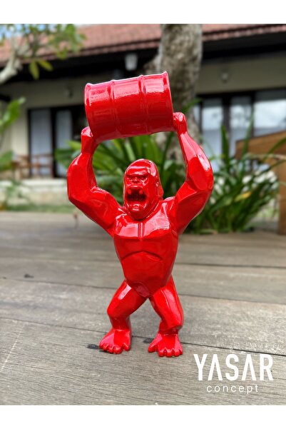 Ornamenti Design Wild Kong Oil Goril Heykel Kırmızı