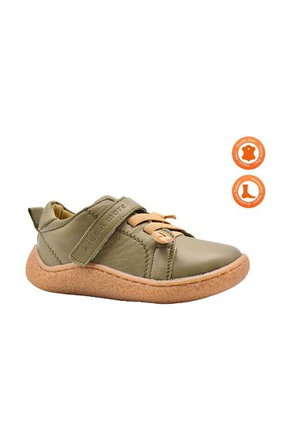 kids A more Nicolo Elastické kožené chlapecké boty Khaki