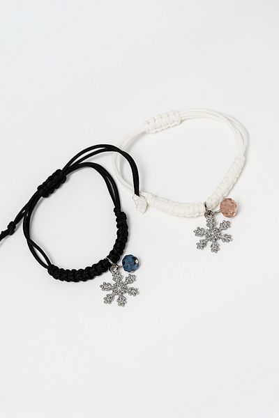 MakeWell Leather String Children's Bracelet with Zircon Stone Heart Clover Moon Star Crescent Clover Snowflake Design