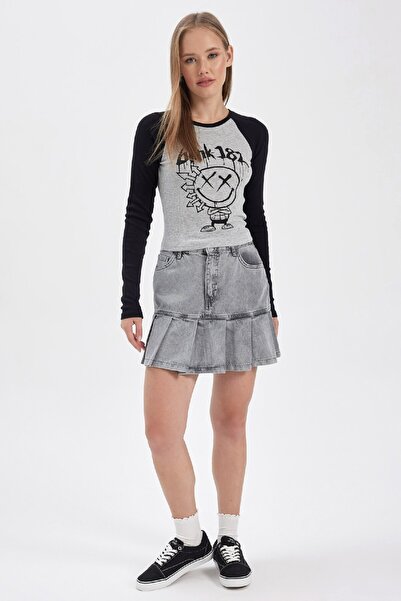 DeFacto Blink Corded Long Sleeve Crew Neck T-Shirt - B3034ax23au