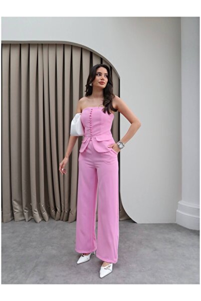 ESRAHELVACI Strapless Trouser Suit with Pocket Detail