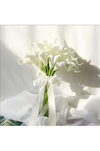 SavBrand Islak İncili Galalı Lux Saten Gelin Çiçeği - Gelin Buketi