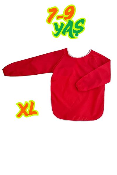 FİYPER Red Painting Apron XL Size 7-9 Years Water Repellent Fabric
