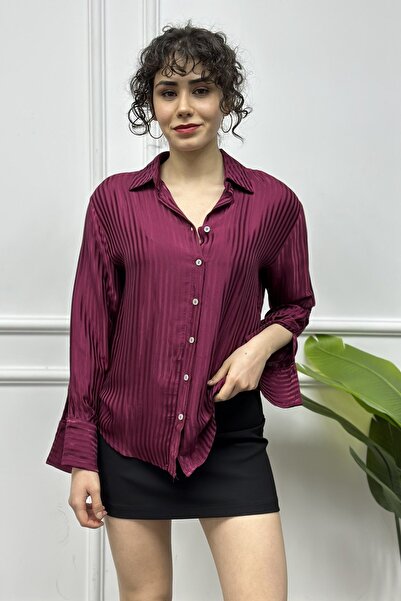 CurcunaShop Kadın Saten Transparan Gömlek